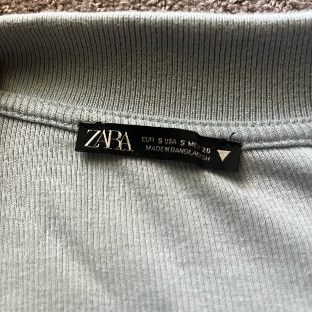 Zara Baby Blue Ribbed Cropped Polo Small - Picture 4 of 5